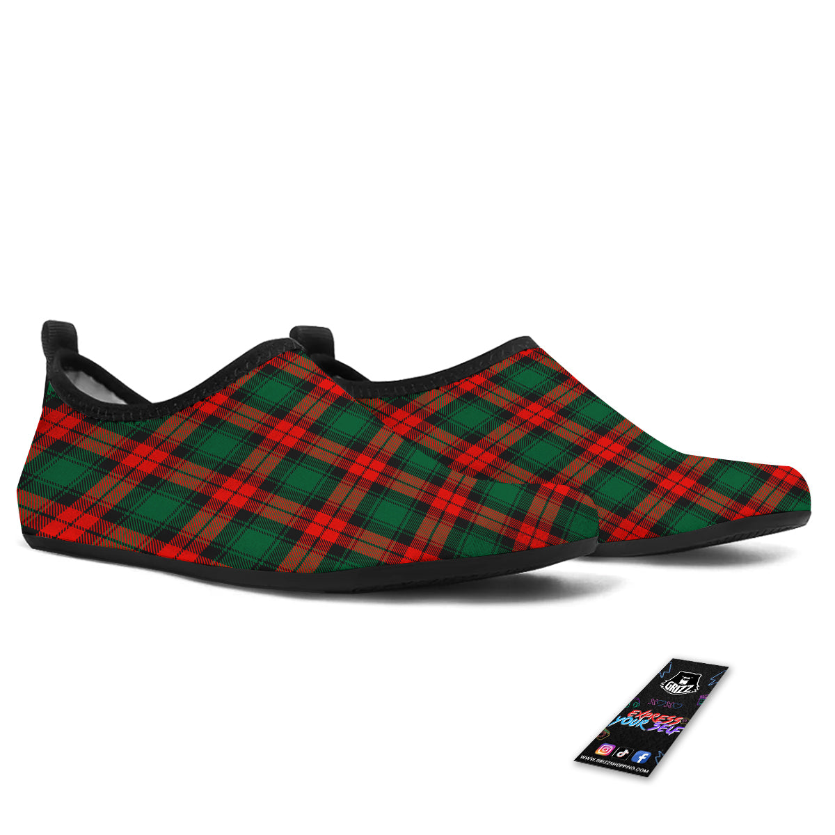 Tartan Xmas Scottish Print Pattern Water Shoes-grizzshop