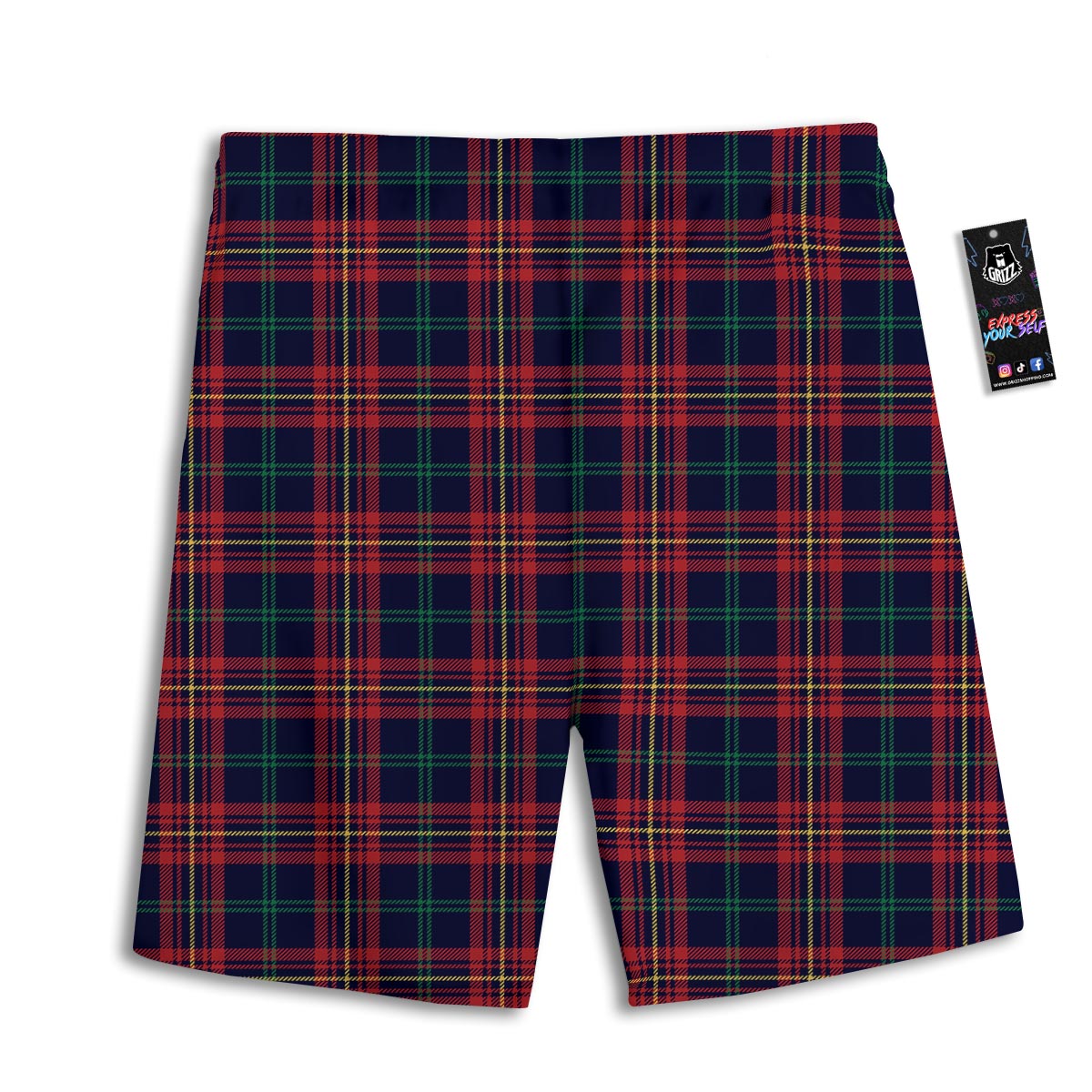 Tartan Yellow And Red Print Pattern Men's Athletic Shorts
