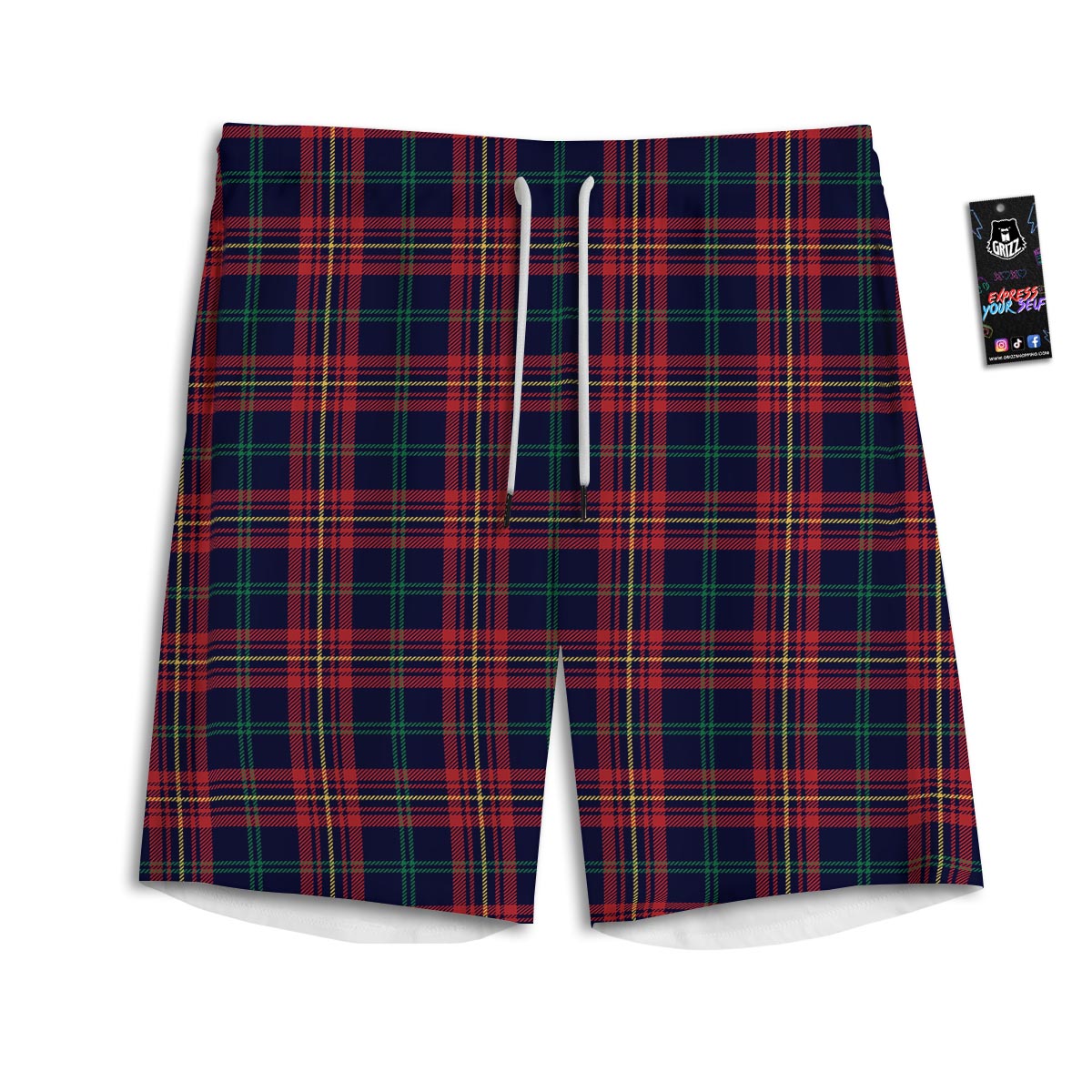 Tartan Yellow And Red Print Pattern Men's Athletic Shorts
