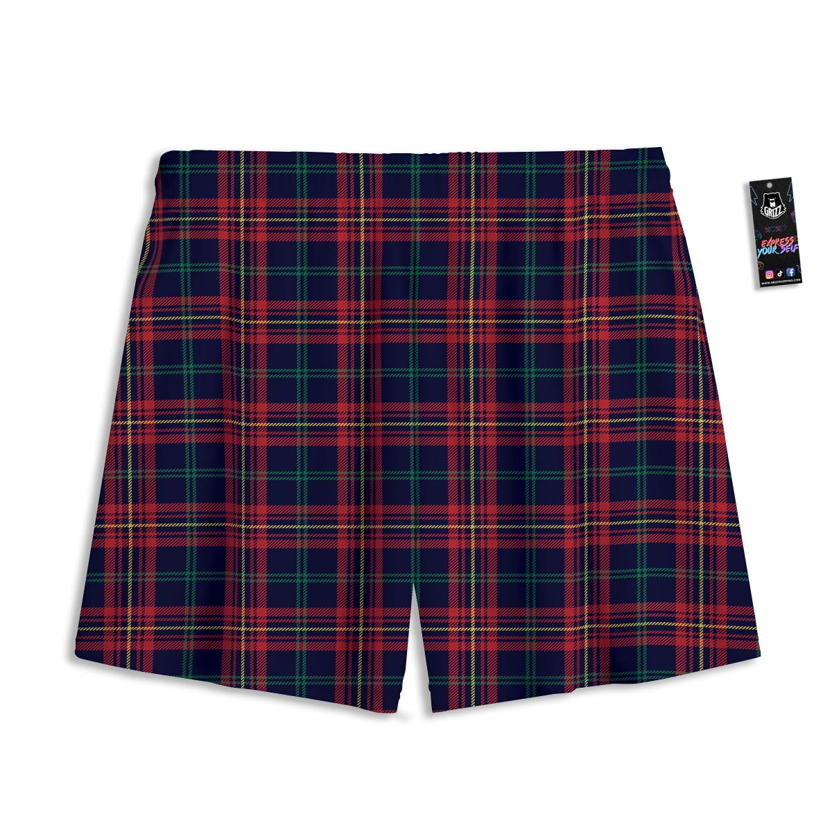 Tartan Yellow And Red Print Pattern Mesh Shorts