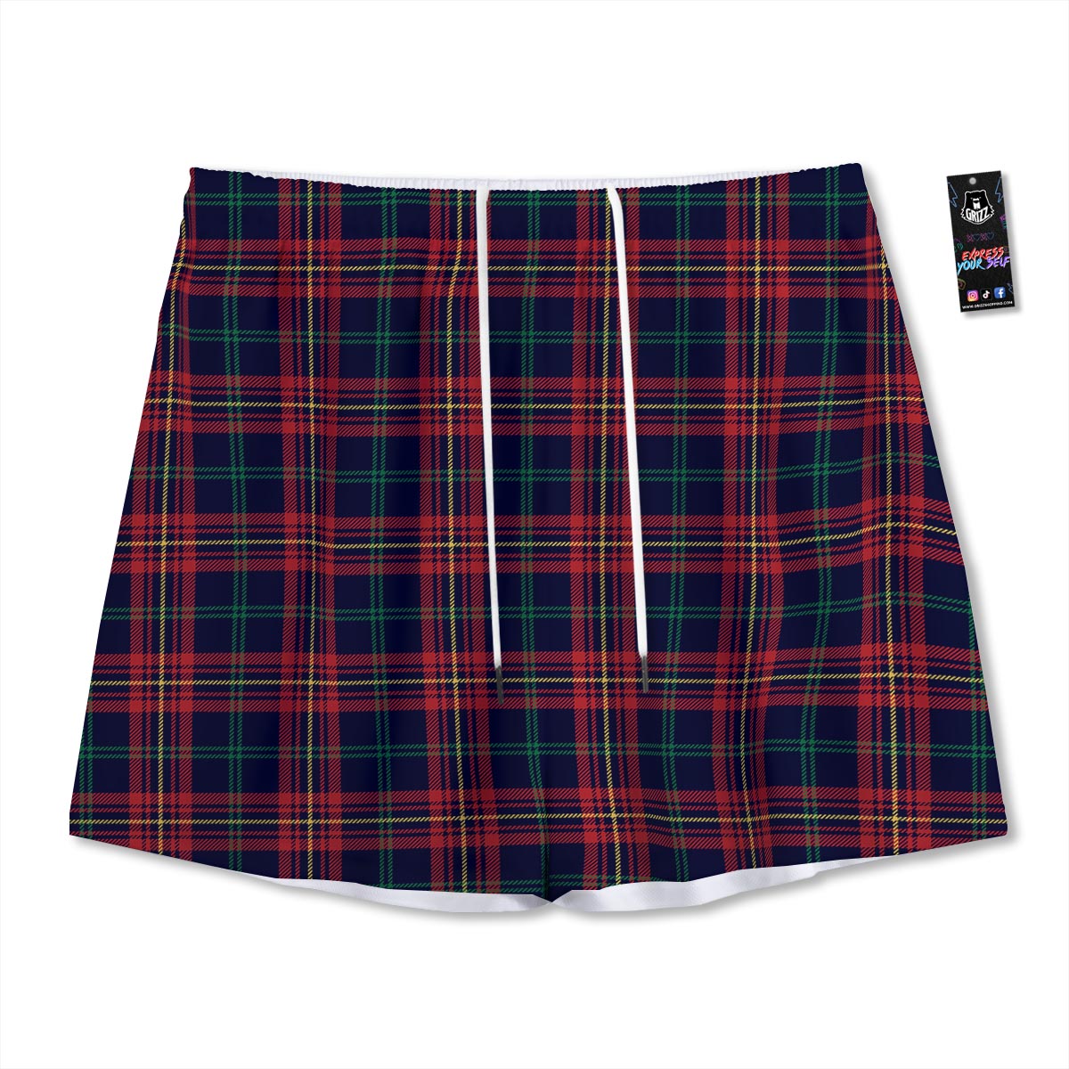 Tartan Yellow And Red Print Pattern Mesh Shorts