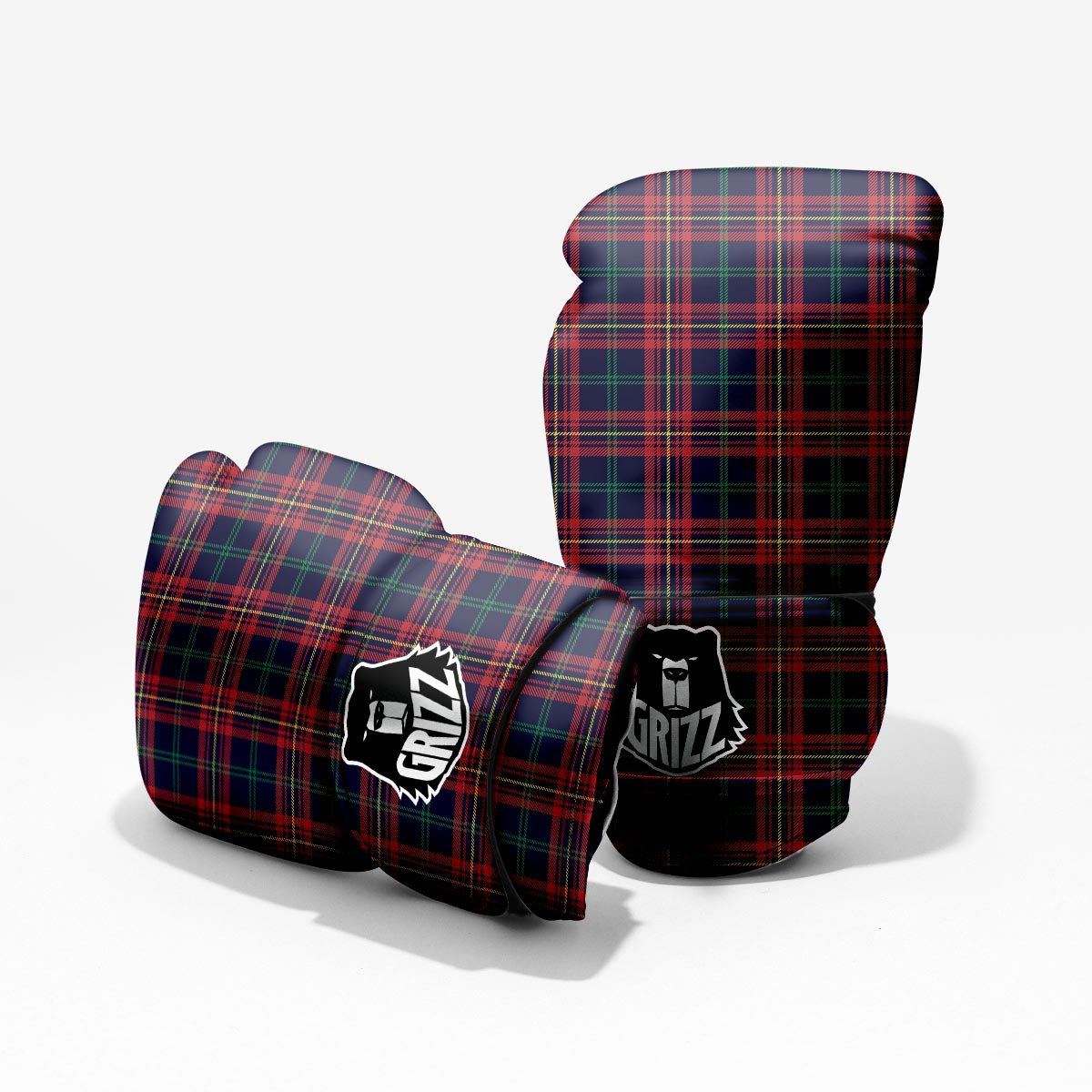 Tartan Yellow And Red Print Pattern Pro Boxing Glove