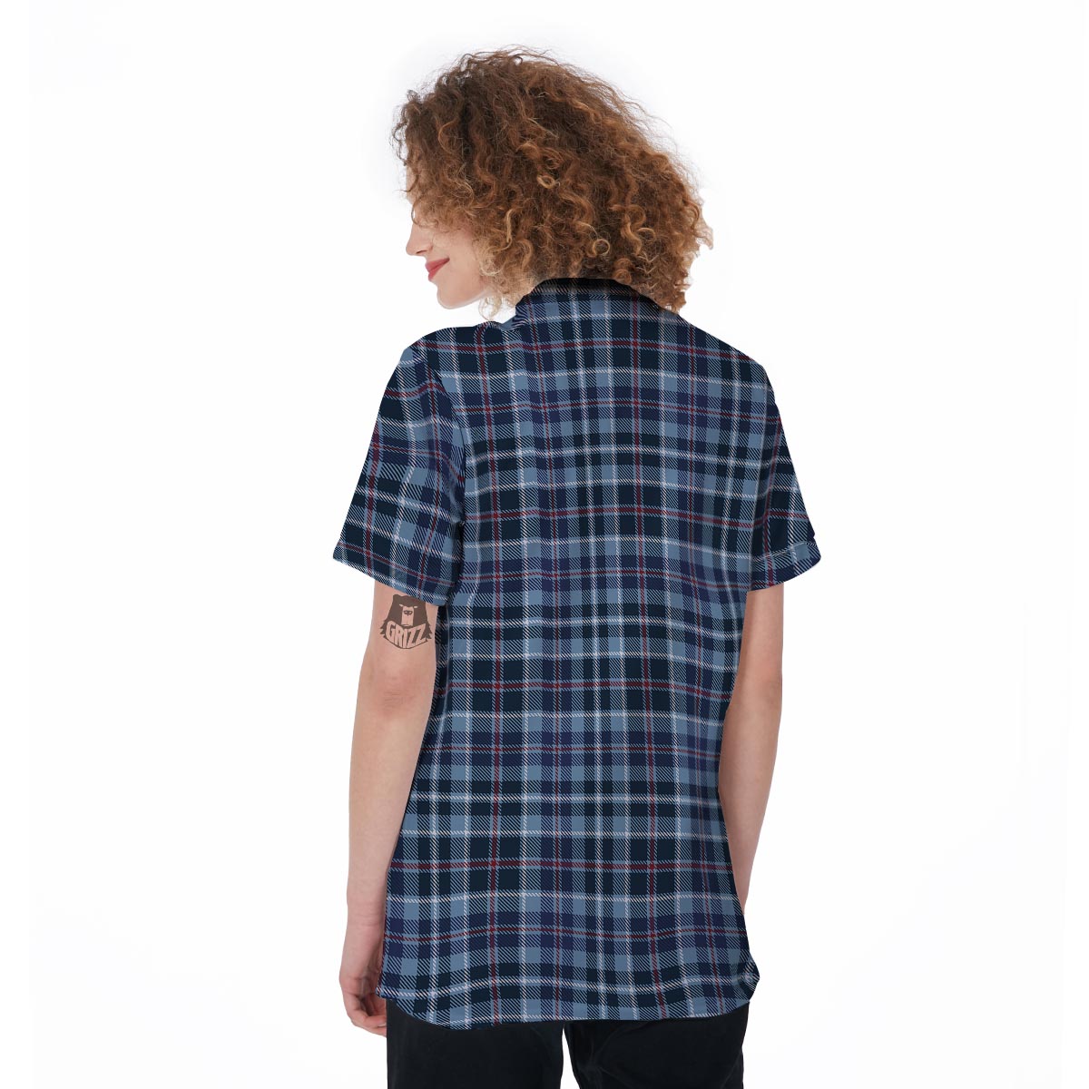 Tartan Blue Plaid Women's Golf Shirts-grizzshop