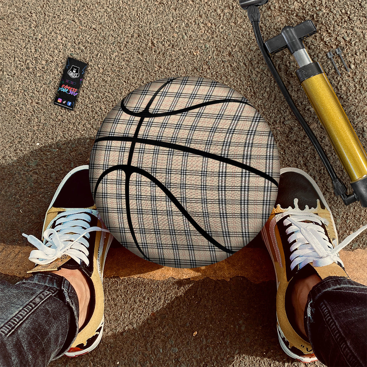 Tartan Beige Print Pattern Basketball
