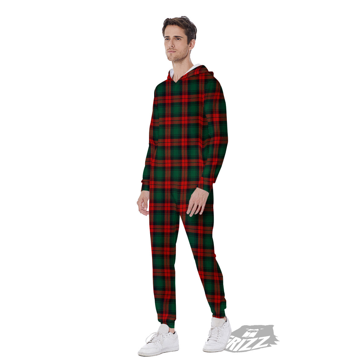 Tartan Christmas Print Pattern Men's Jumpsuit-grizzshop