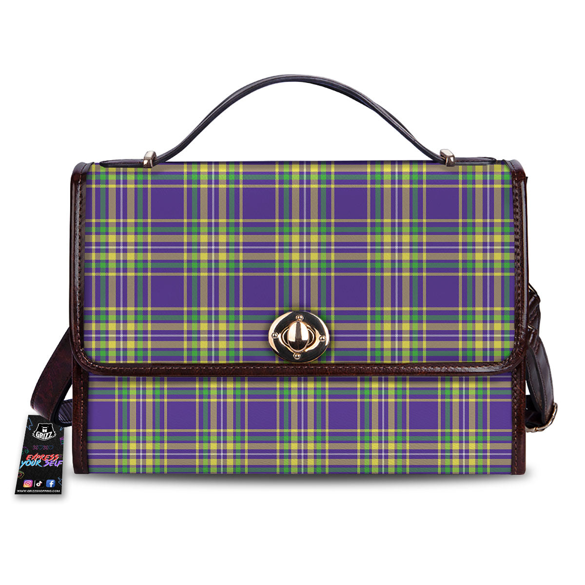 Tartan Plaid Mardi Gras Print Pattern Women's Satchel Bag