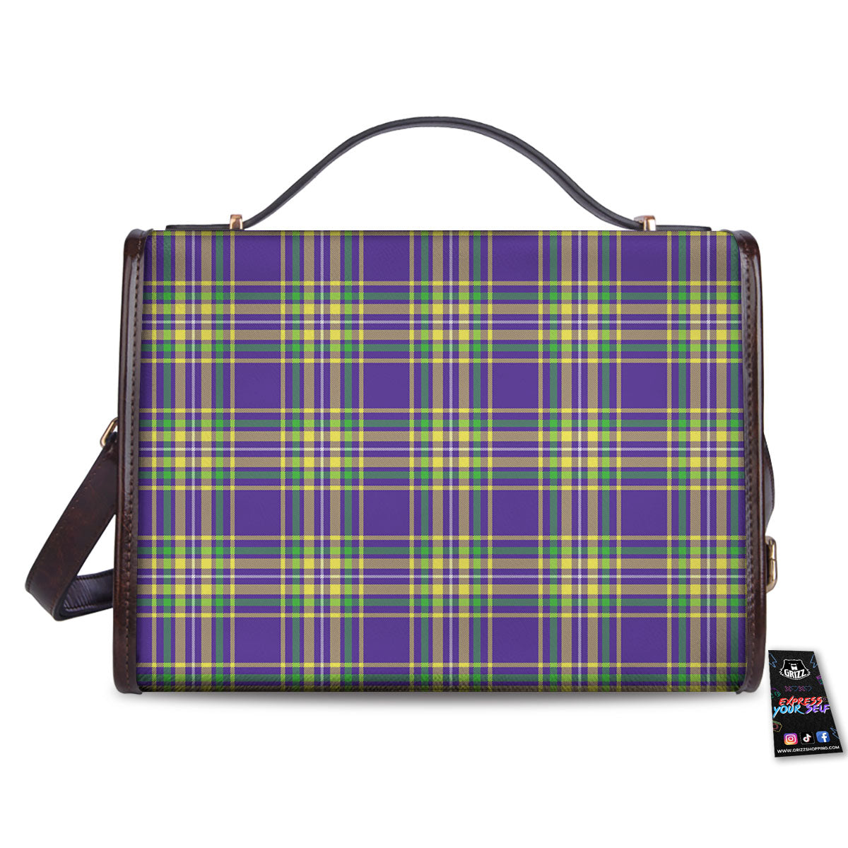 Tartan Plaid Mardi Gras Print Pattern Women's Satchel Bag