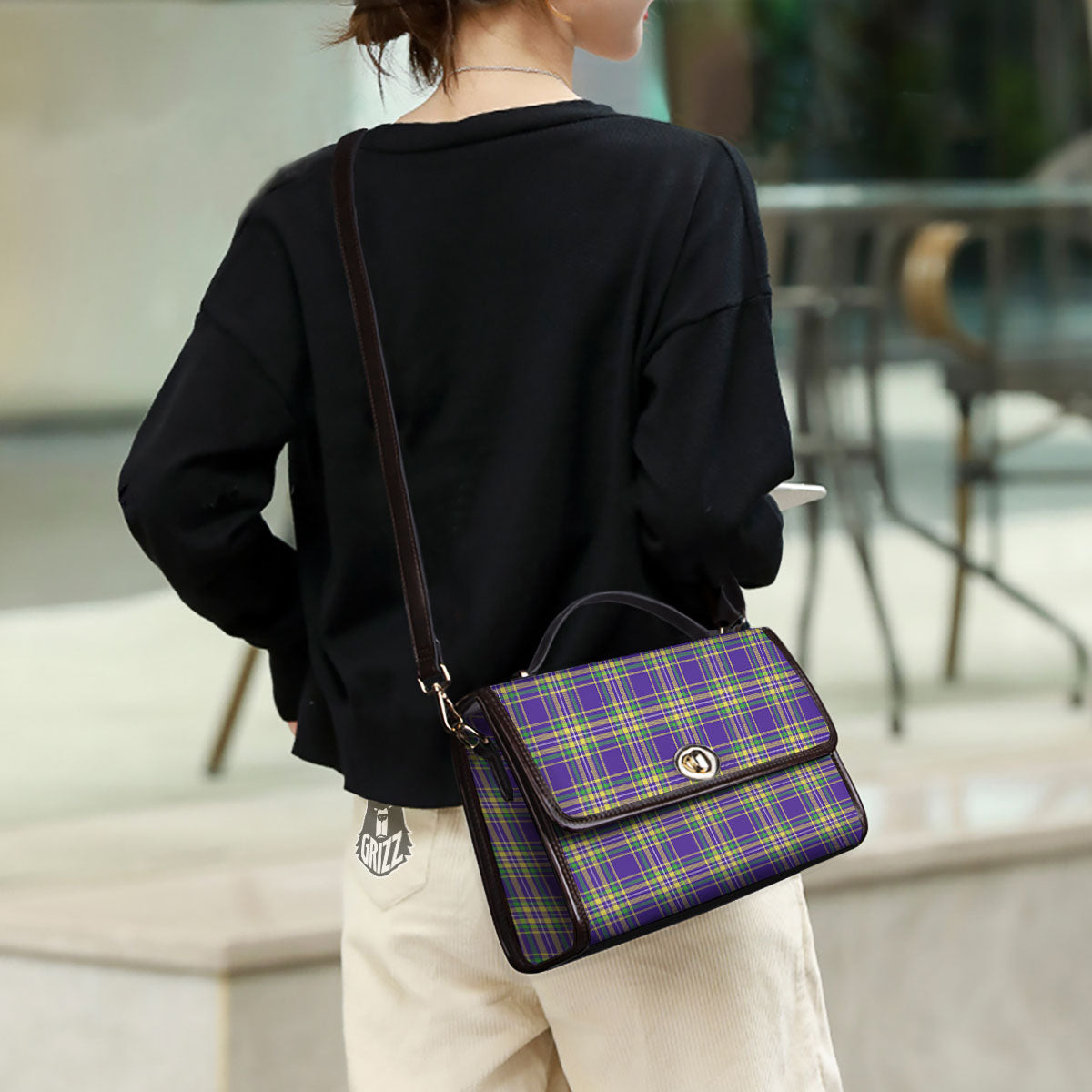 Tartan Plaid Mardi Gras Print Pattern Women's Satchel Bag