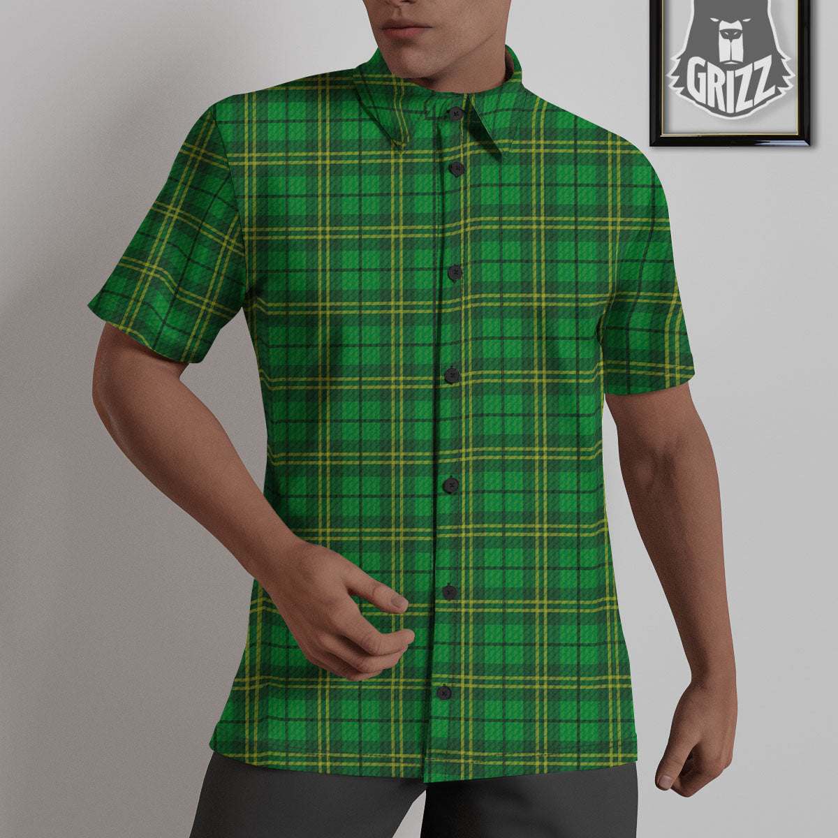 Tartan Saint Patrick's Day Print Untucked Shirts-grizzshop