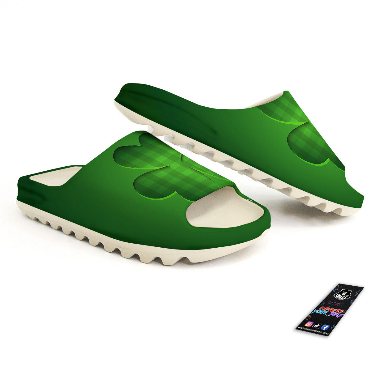 Tartan Shamrock Green Print Sandals-grizzshop
