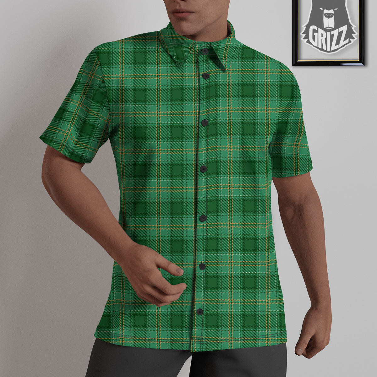 Tartan St. Patrick's Day Print Untucked Shirts-grizzshop