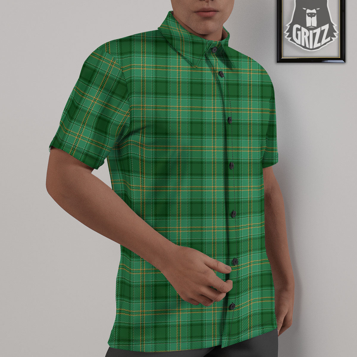 Tartan St. Patrick's Day Print Untucked Shirts-grizzshop