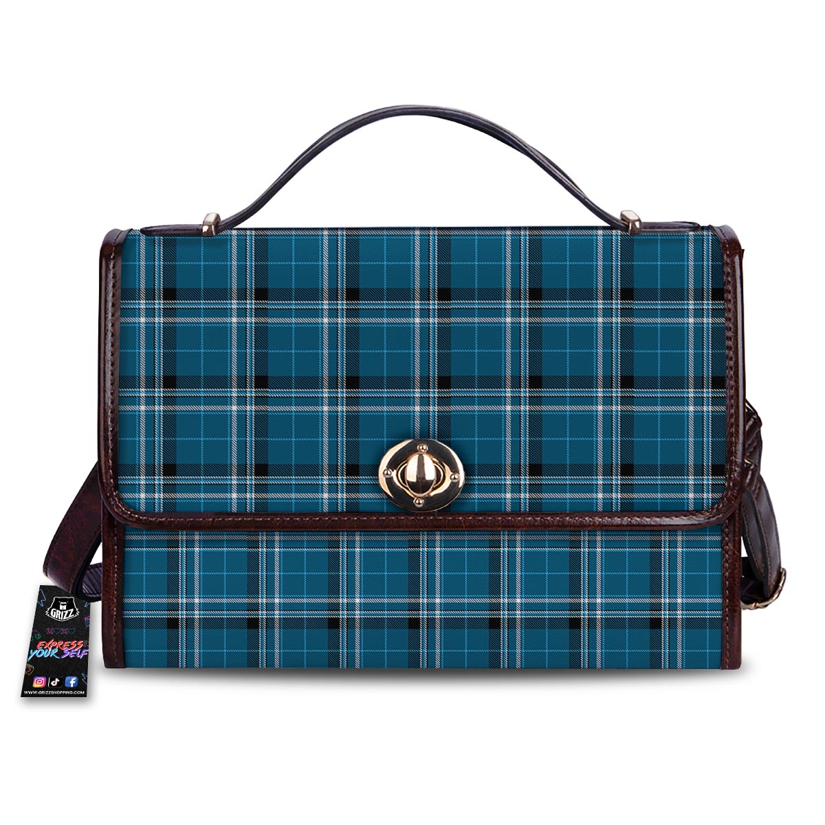 Tartan Teal Stewart Print Pattern Women's Satchel Bag