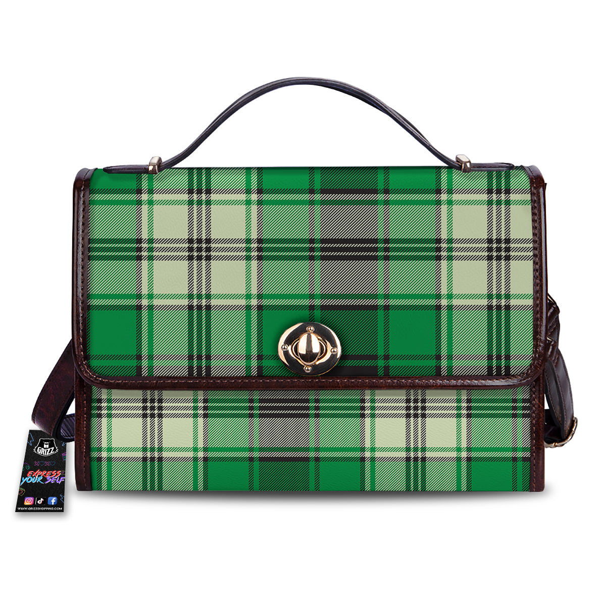 Tartan UFO Green Print Pattern Women's Satchel Bag