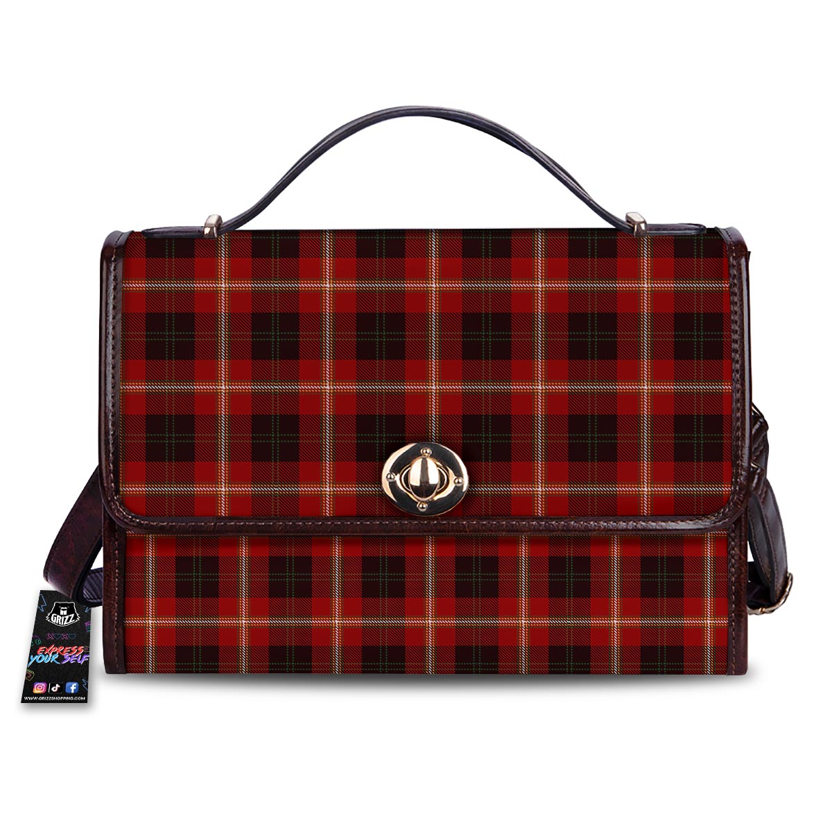 Tartan White And Red Print Pattern Women's Satchel Bag