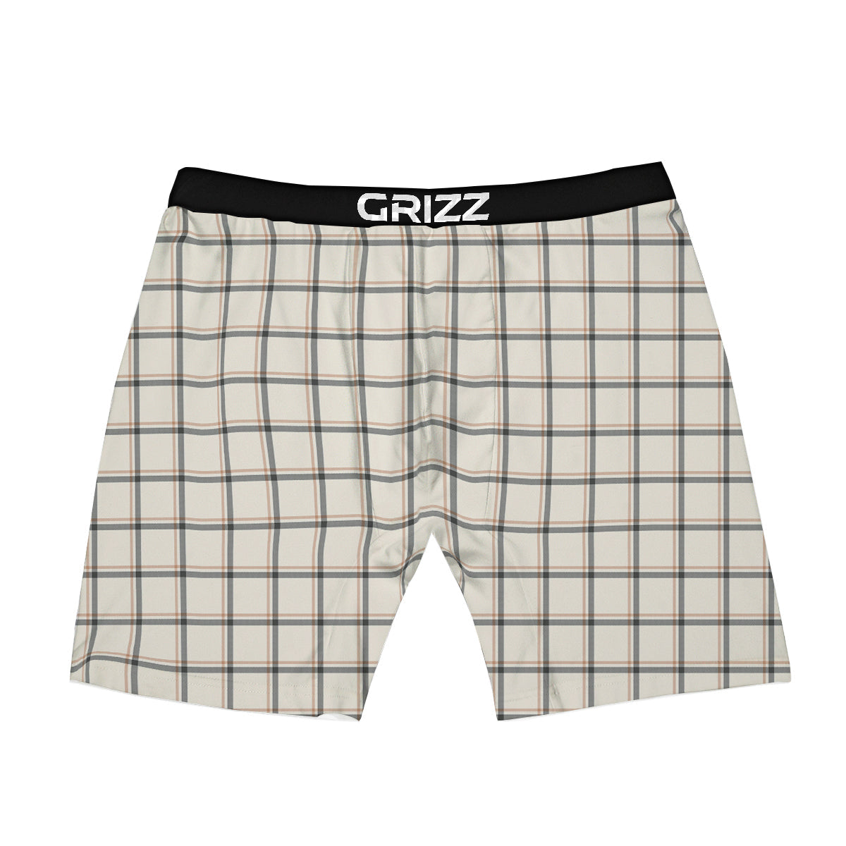 Tattersall Beige Print Pattern Boxer Briefs-grizzshop