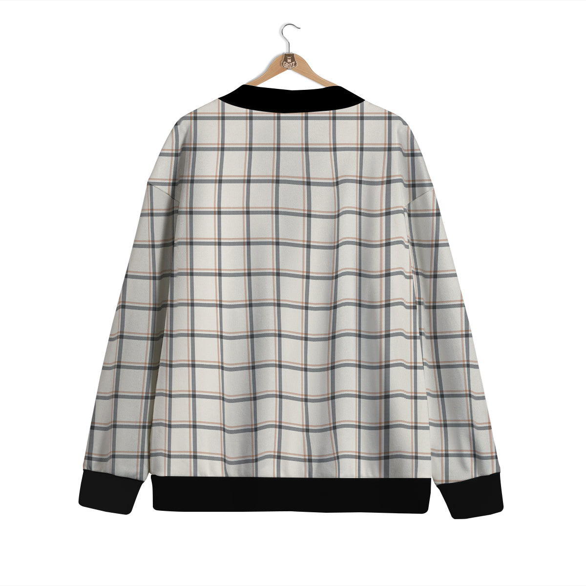 Tattersall Beige Print Pattern Cardigan-grizzshop
