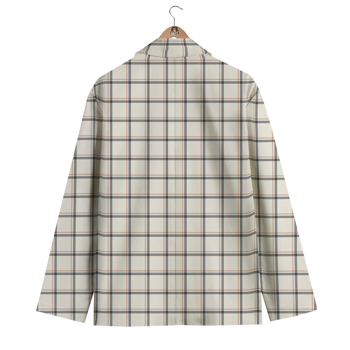 Tattersall Beige Print Pattern Men's Blazer-grizzshop