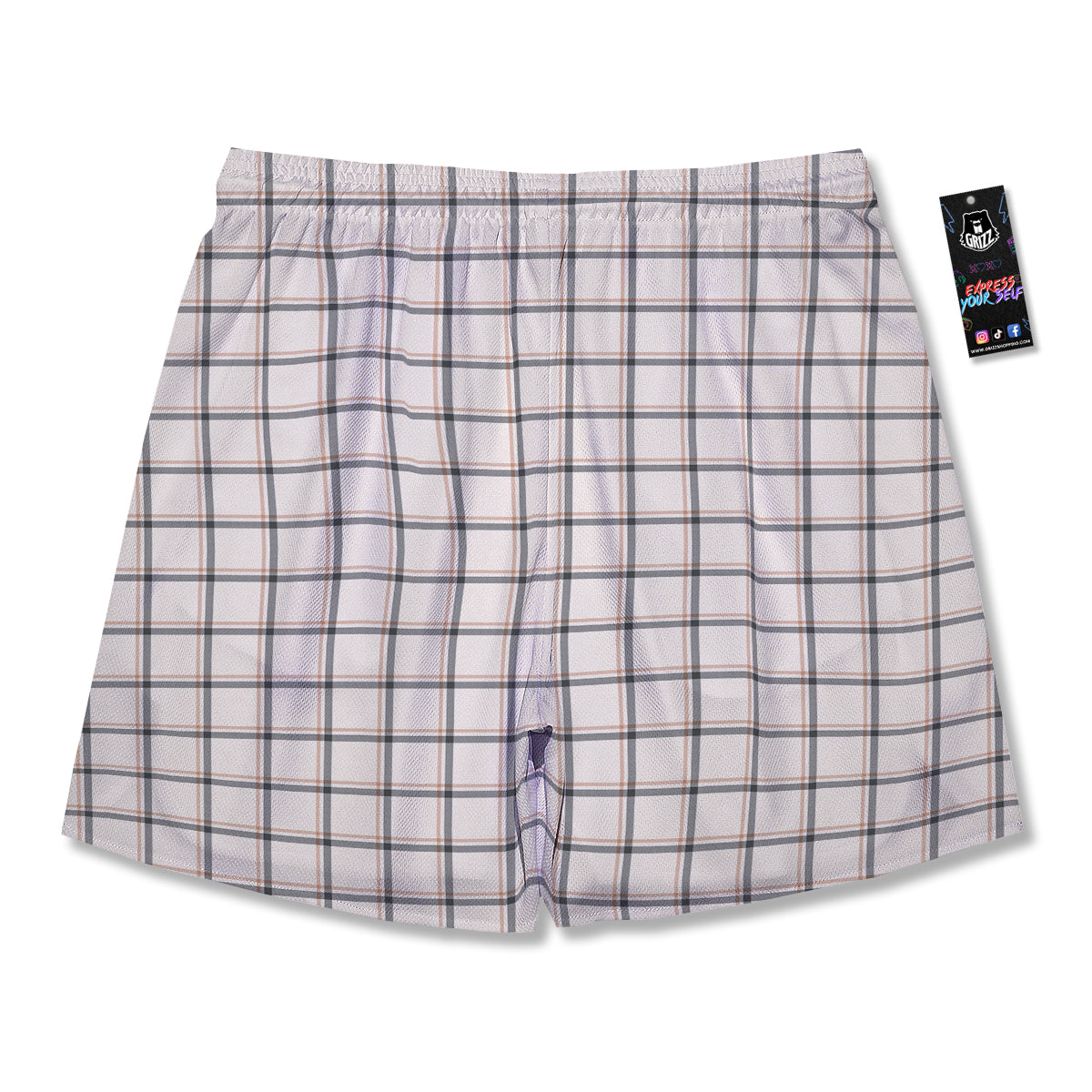 Tattersall Beige Print Pattern Men's Running Shorts-grizzshop
