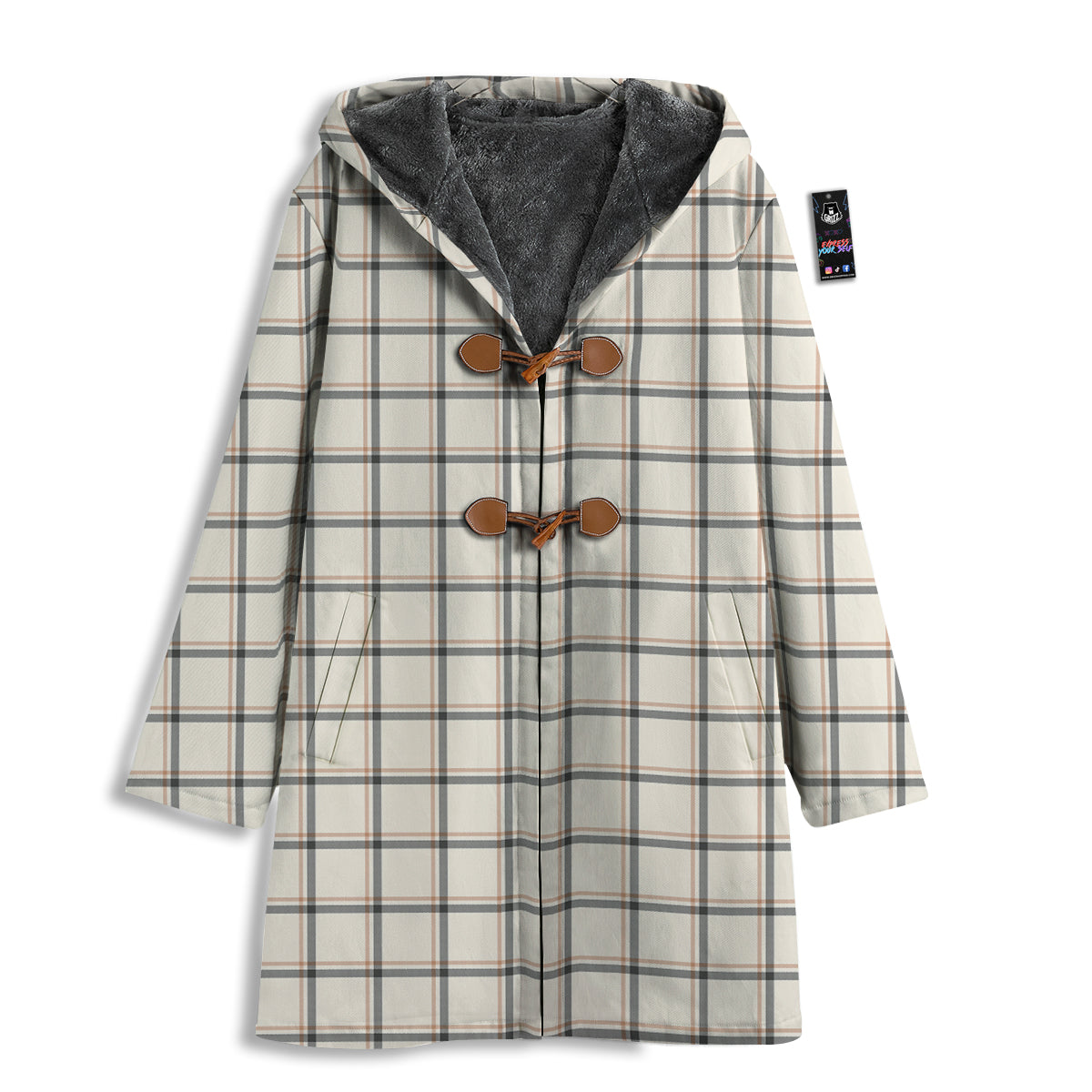 Tattersall Beige Print Pattern Men's Windbreaker Jacket-grizzshop