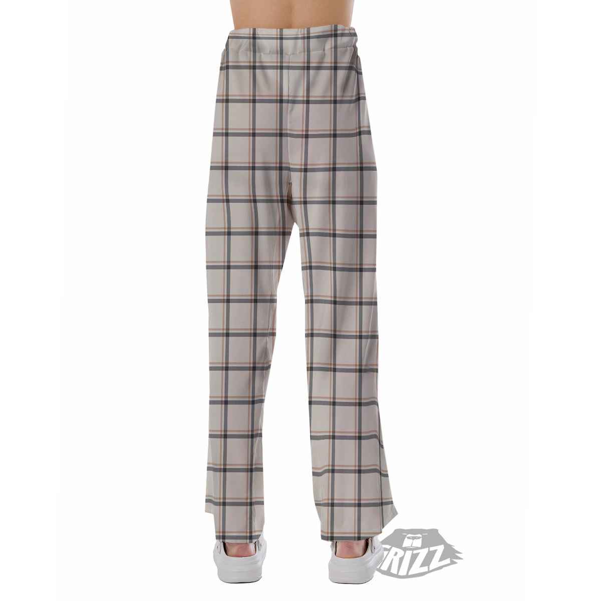 Tattersall Beige Print Pattern Pajama Pants-grizzshop