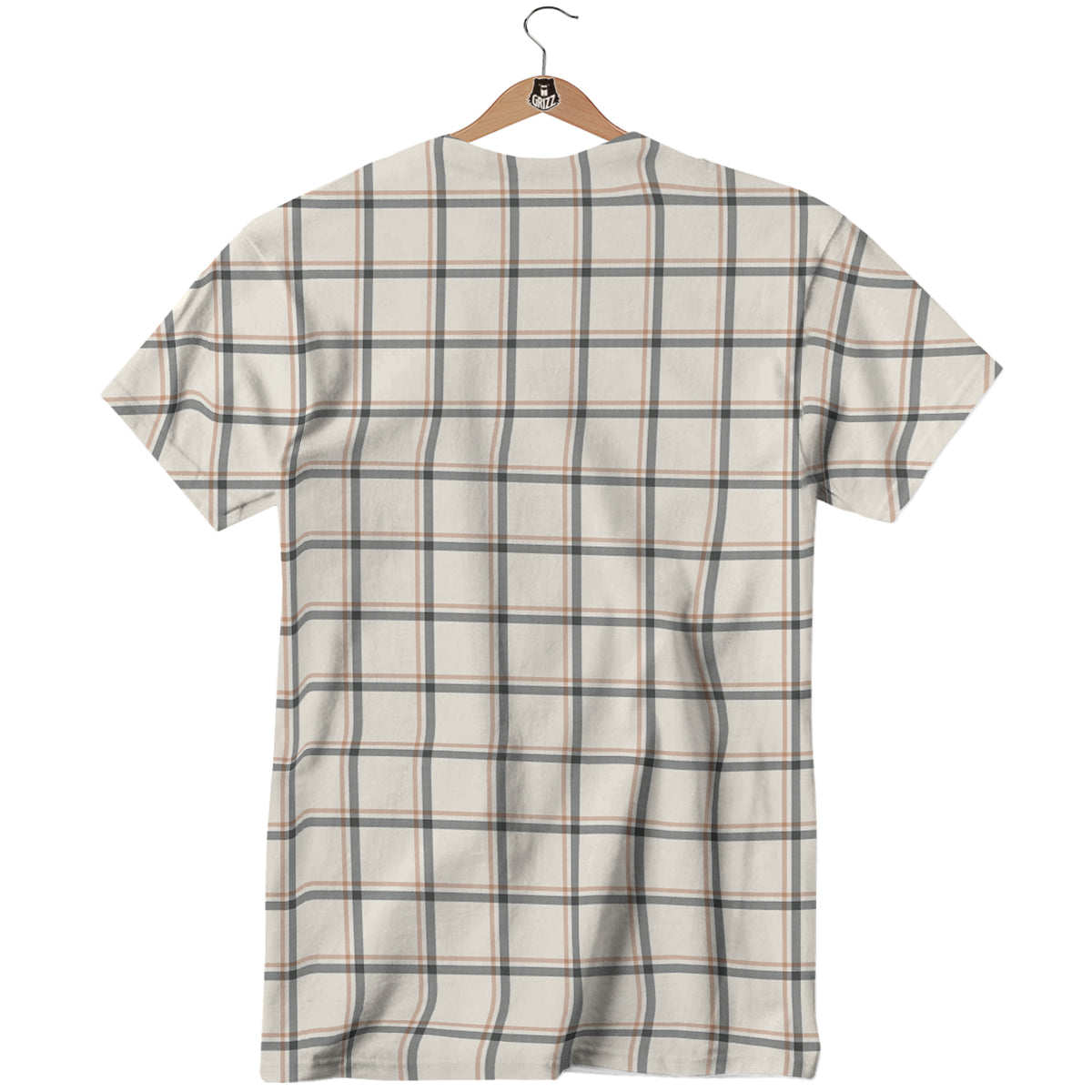 Tattersall Beige Print Pattern T-Shirt-grizzshop
