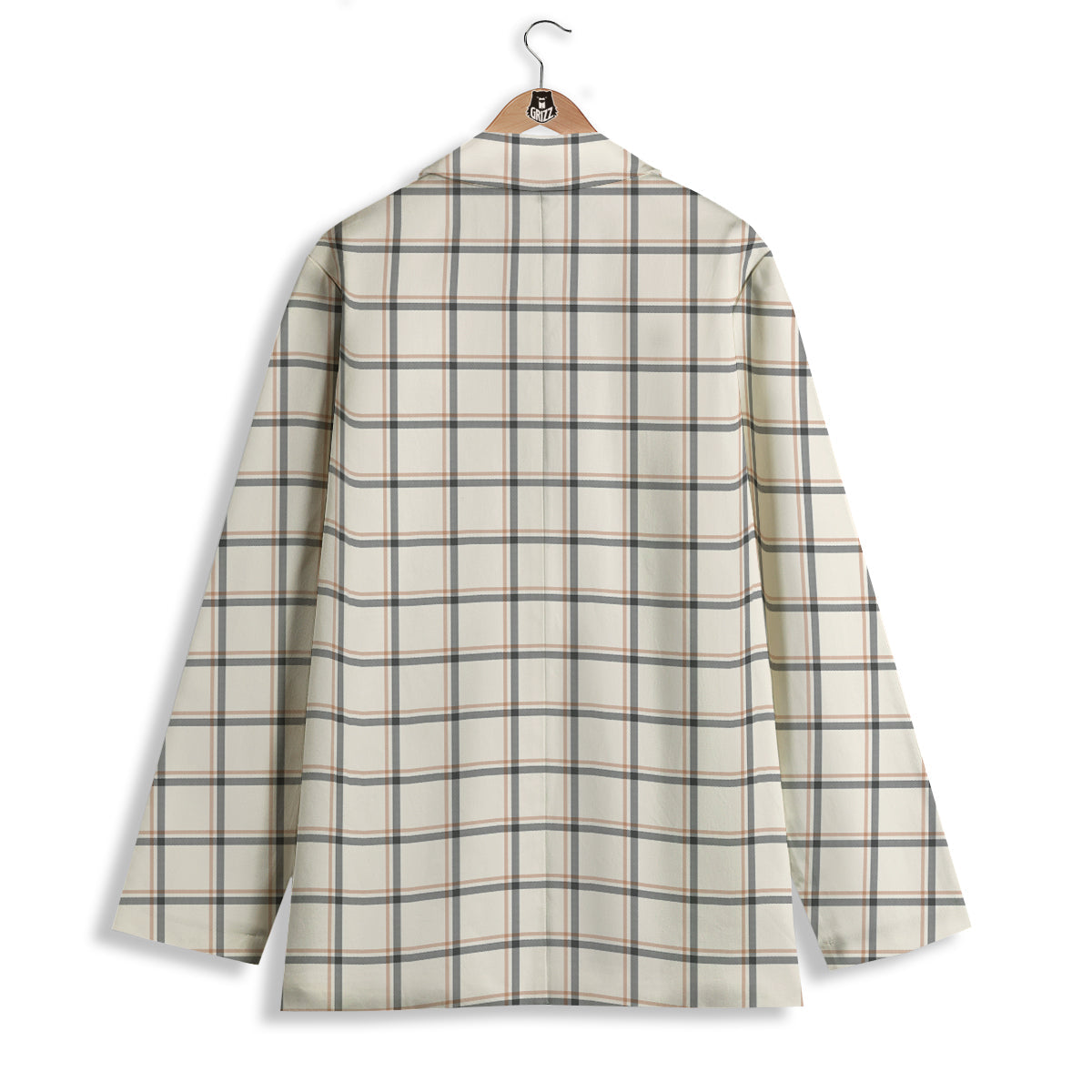 Tattersall Beige Print Pattern Women's Blazer-grizzshop