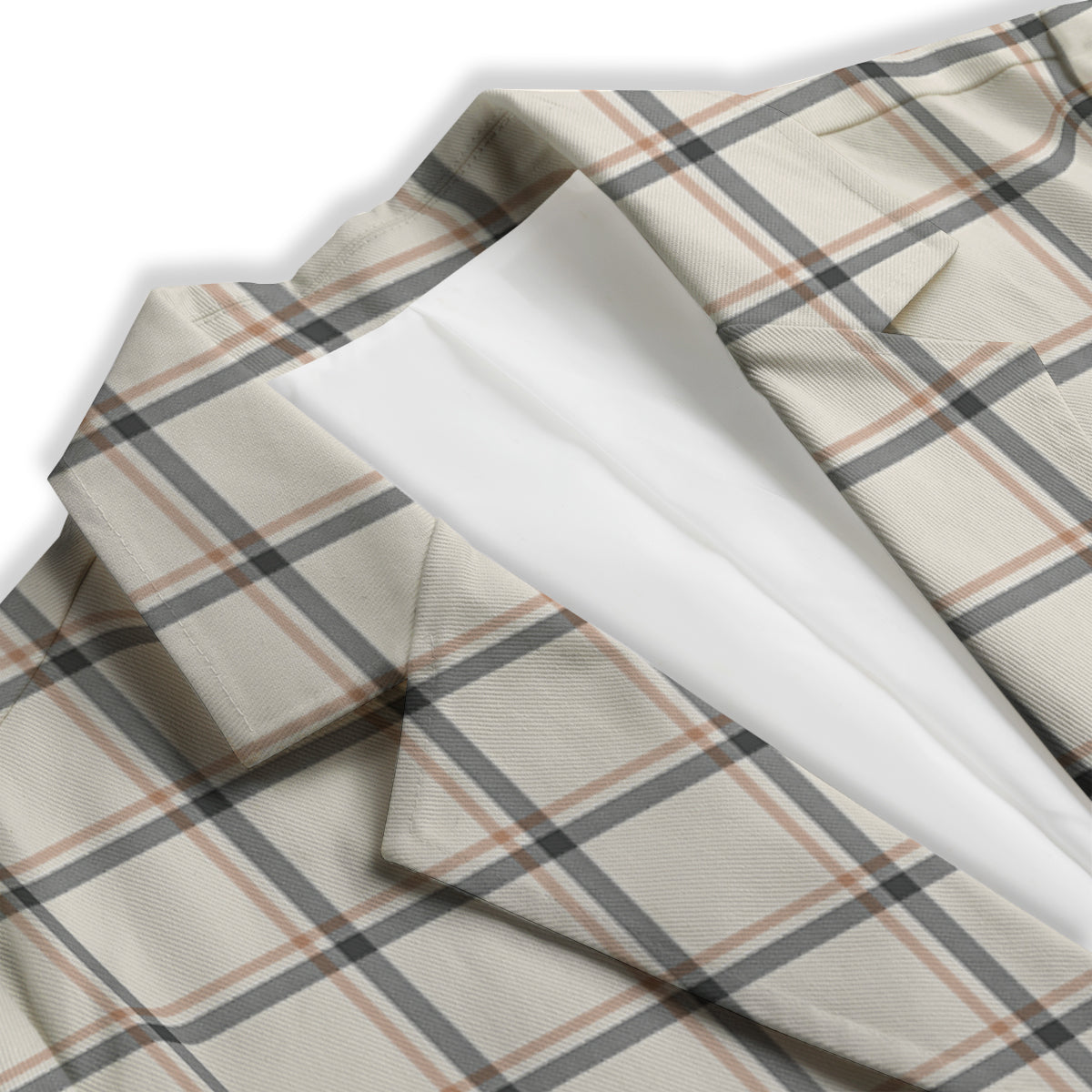 Tattersall Beige Print Pattern Women's Blazer-grizzshop