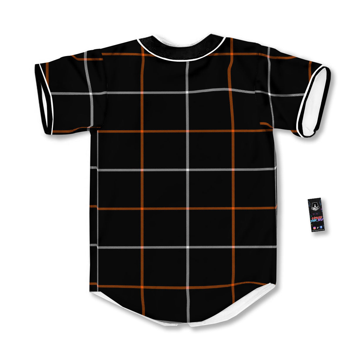 Tattersall Black Halloween Print Pattern Baseball Jersey-grizzshop