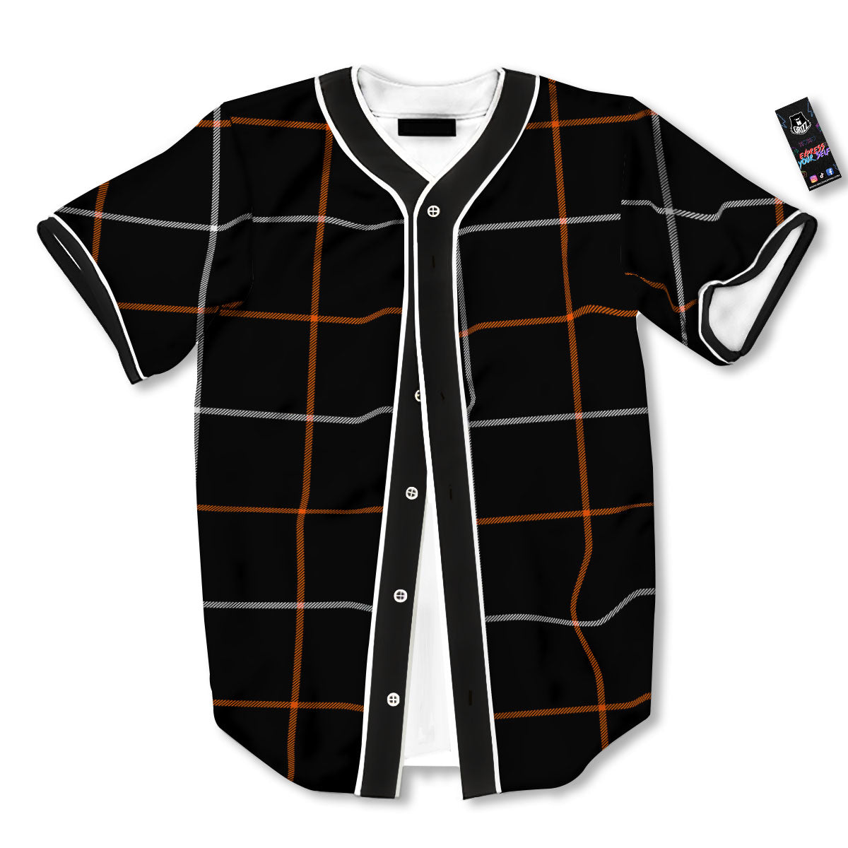 Tattersall Black Halloween Print Pattern Baseball Jersey-grizzshop