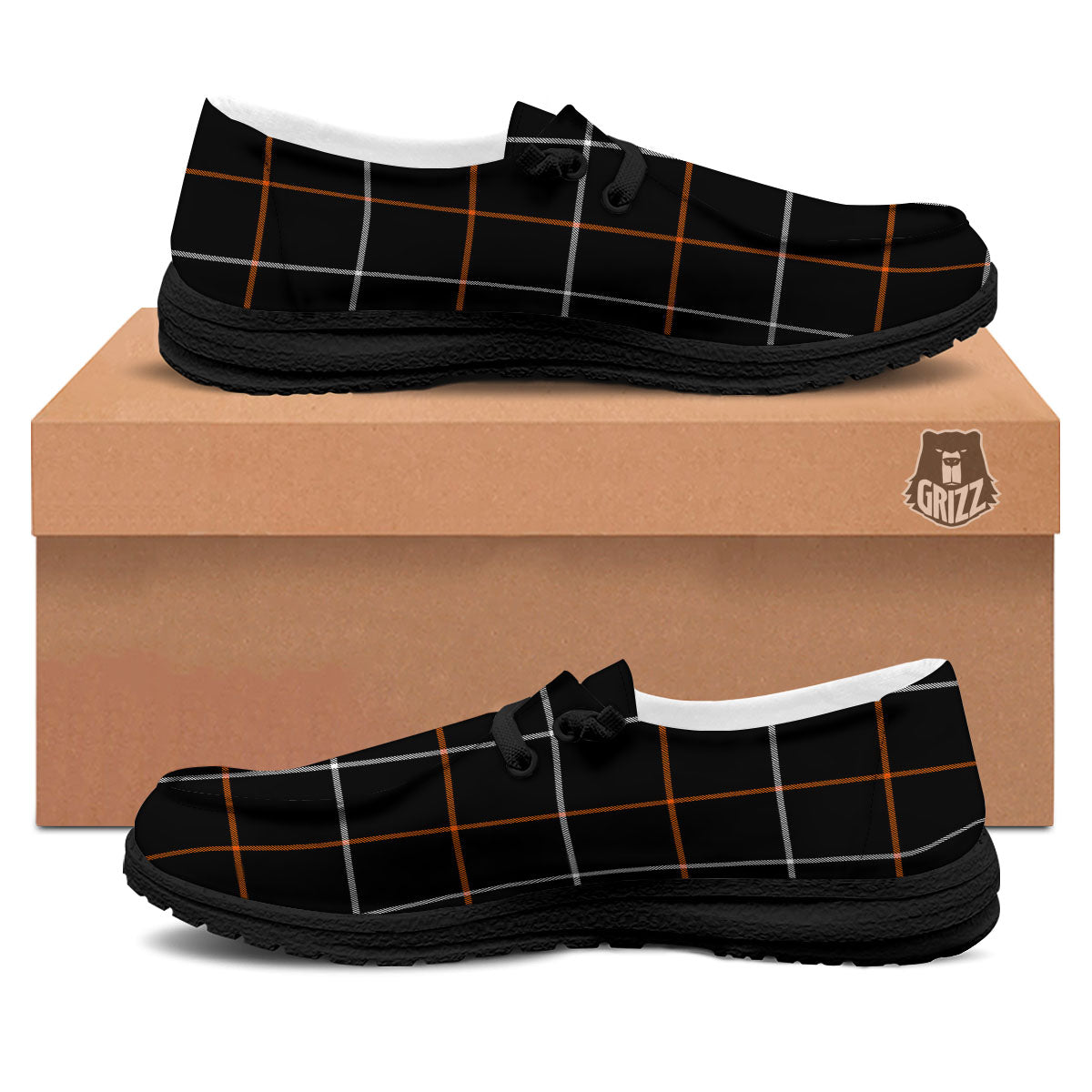 Tattersall Black Halloween Print Pattern Black Loafers-grizzshop