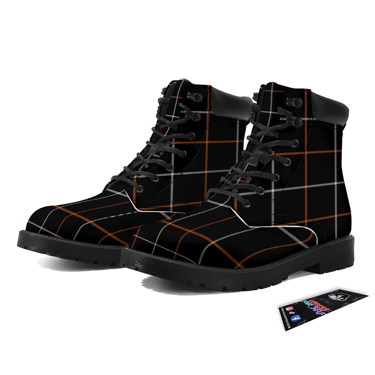 Tattersall Black Halloween Print Pattern Boots-grizzshop