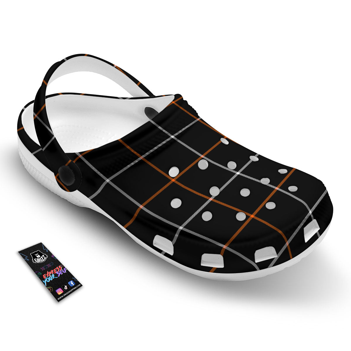 Tattersall Black Halloween Print Pattern Clog-grizzshop
