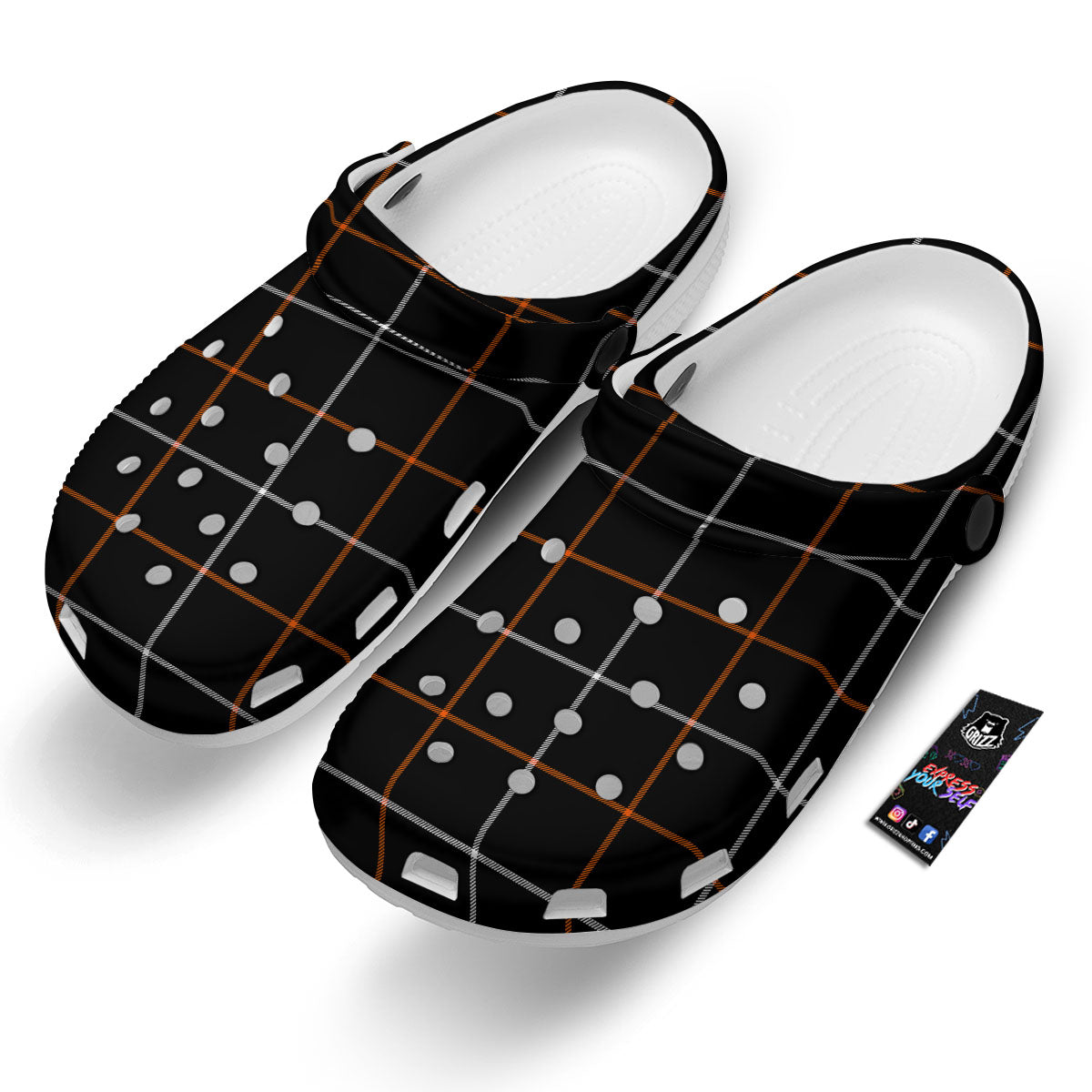 Tattersall Black Halloween Print Pattern Clog-grizzshop