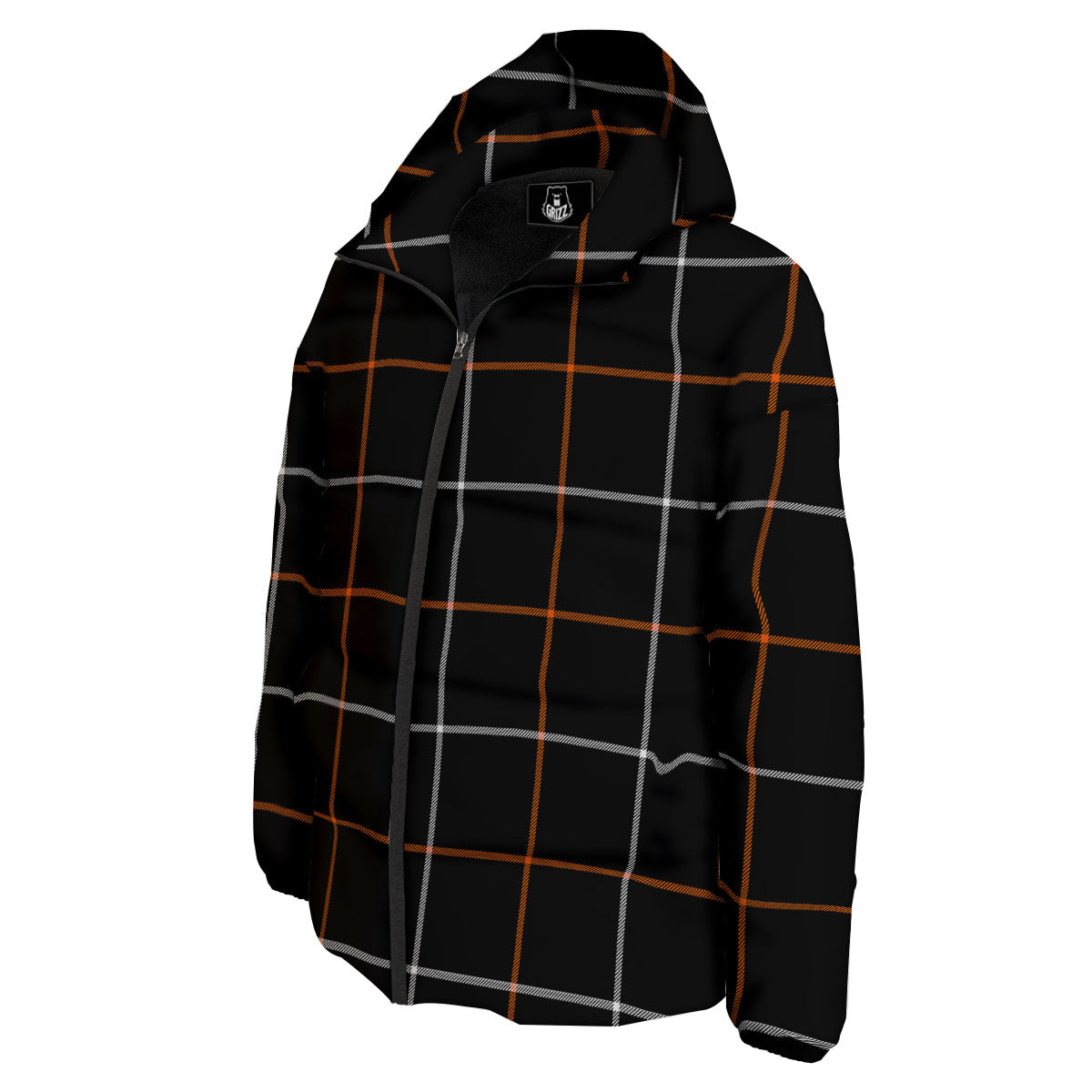 Tattersall Black Halloween Print Pattern Down Jacket-grizzshop