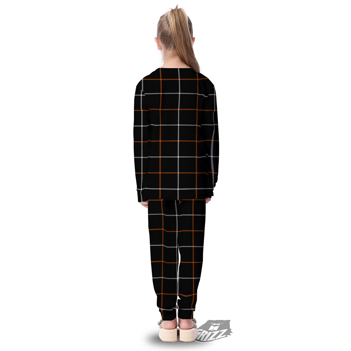 Tattersall Black Halloween Print Pattern Kid's Pajamas-grizzshop