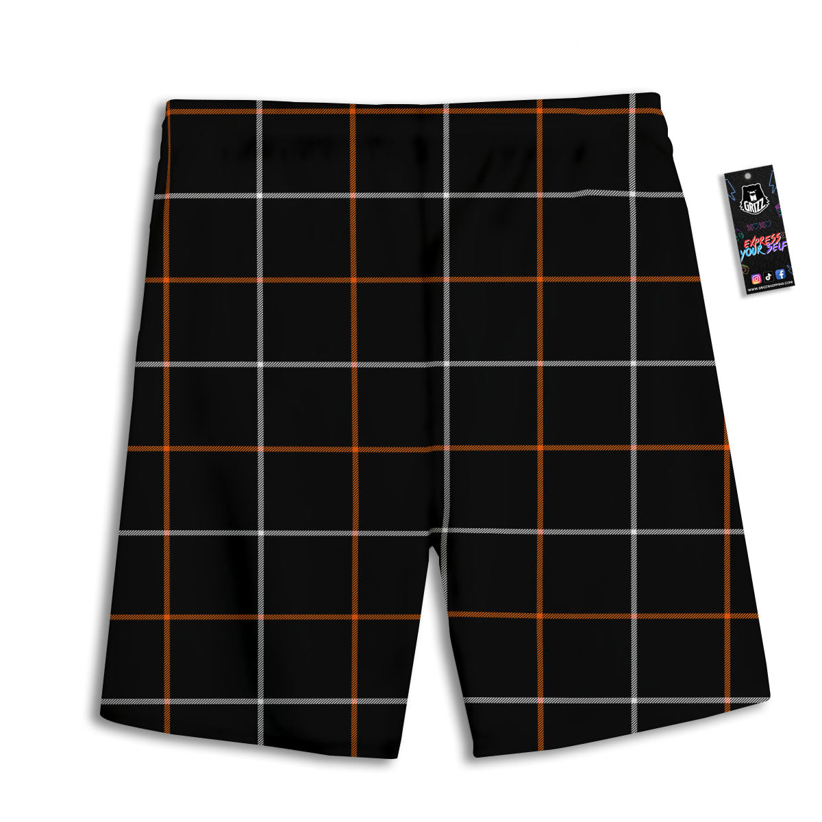 Tattersall Black Halloween Print Pattern Men's Athletic Shorts
