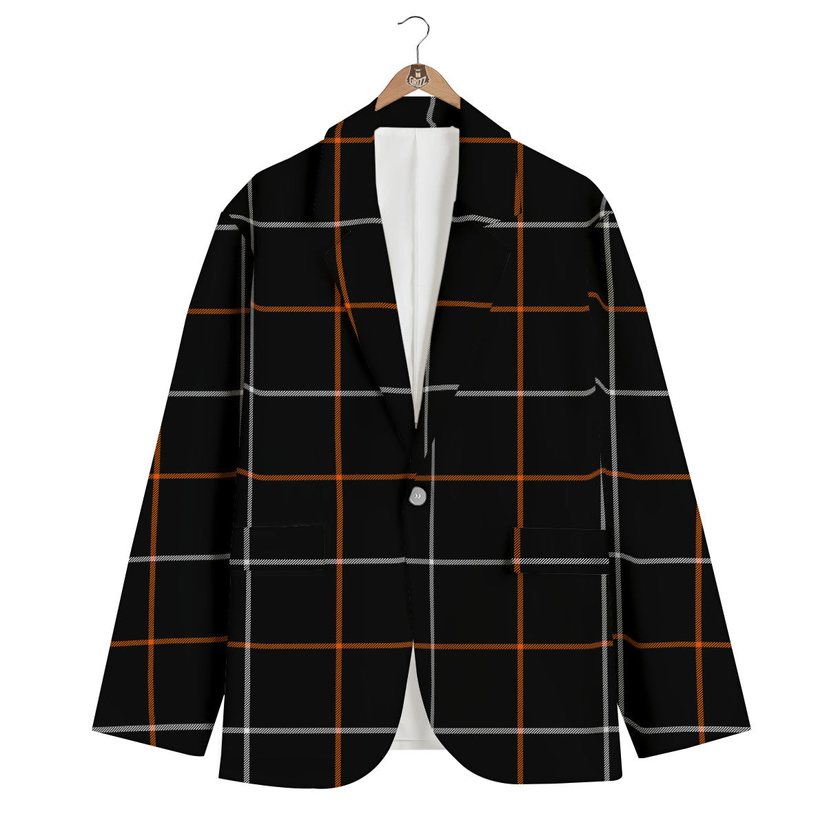Tattersall Black Halloween Print Pattern Men's Blazer-grizzshop