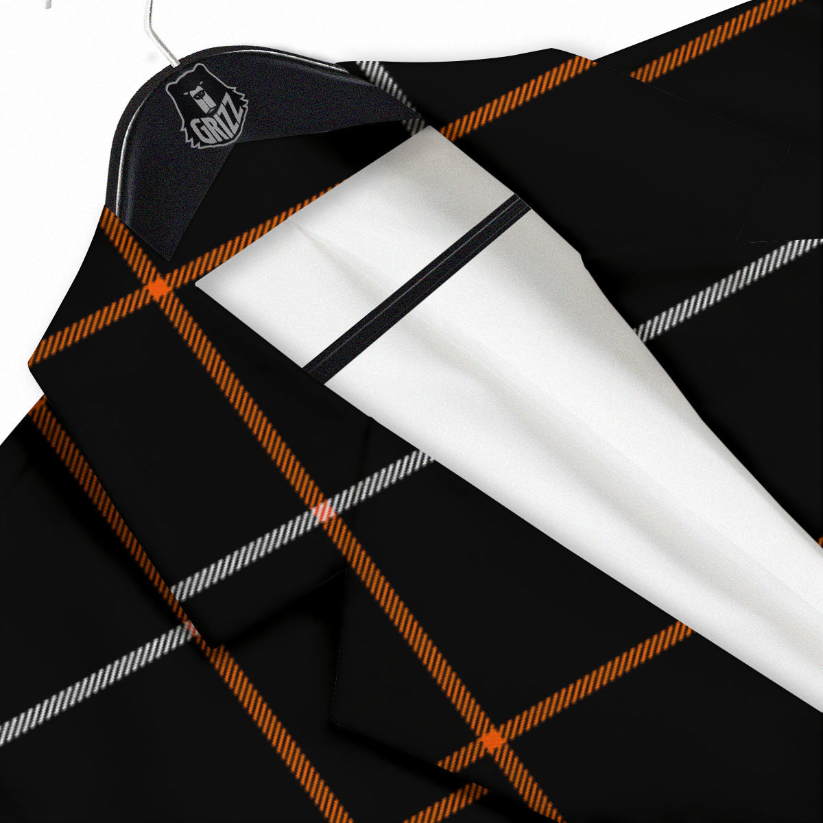 Tattersall Black Halloween Print Pattern Men's Sport Coat-grizzshop
