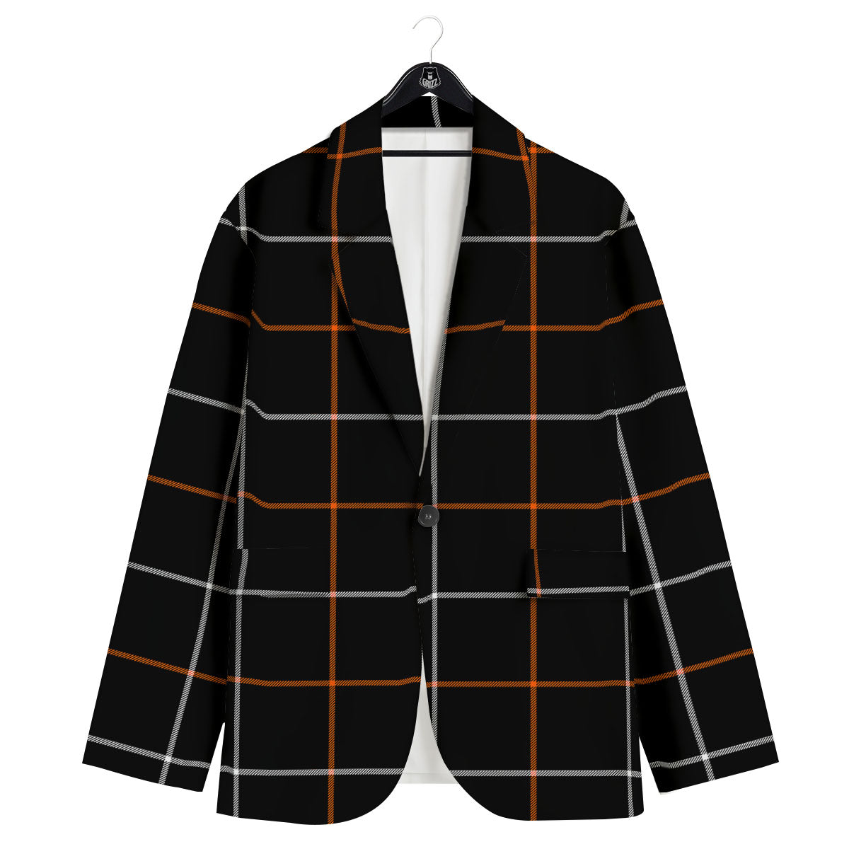 Tattersall Black Halloween Print Pattern Men's Sport Coat-grizzshop
