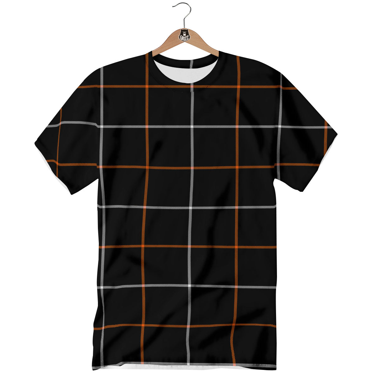 Tattersall Black Halloween Print Pattern T-Shirt-grizzshop