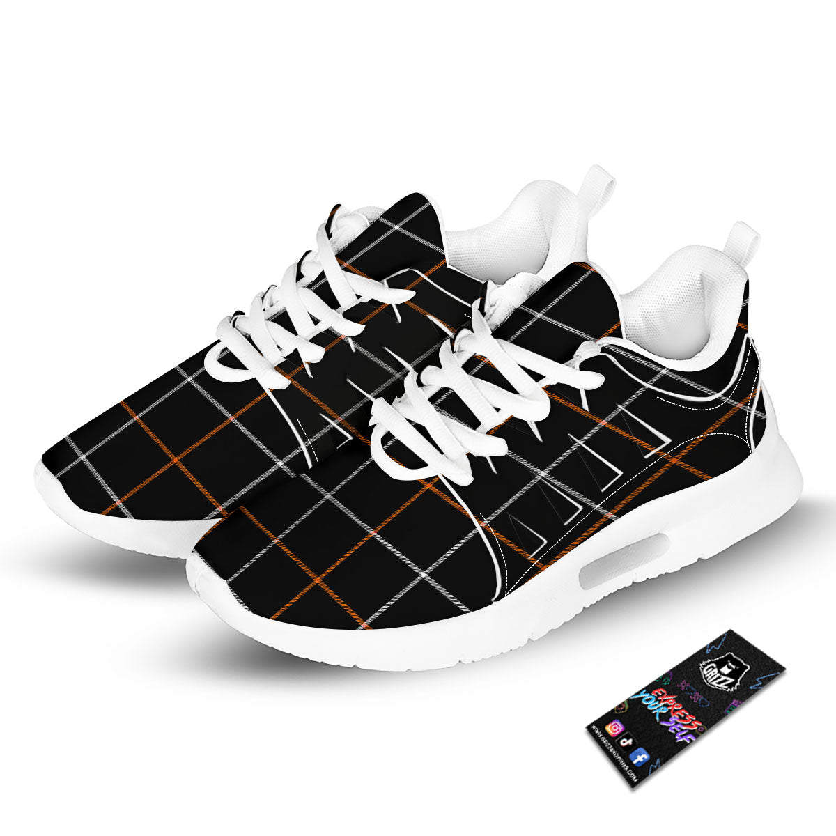Tattersall Black Halloween Print Pattern Tennis Shoes-grizzshop