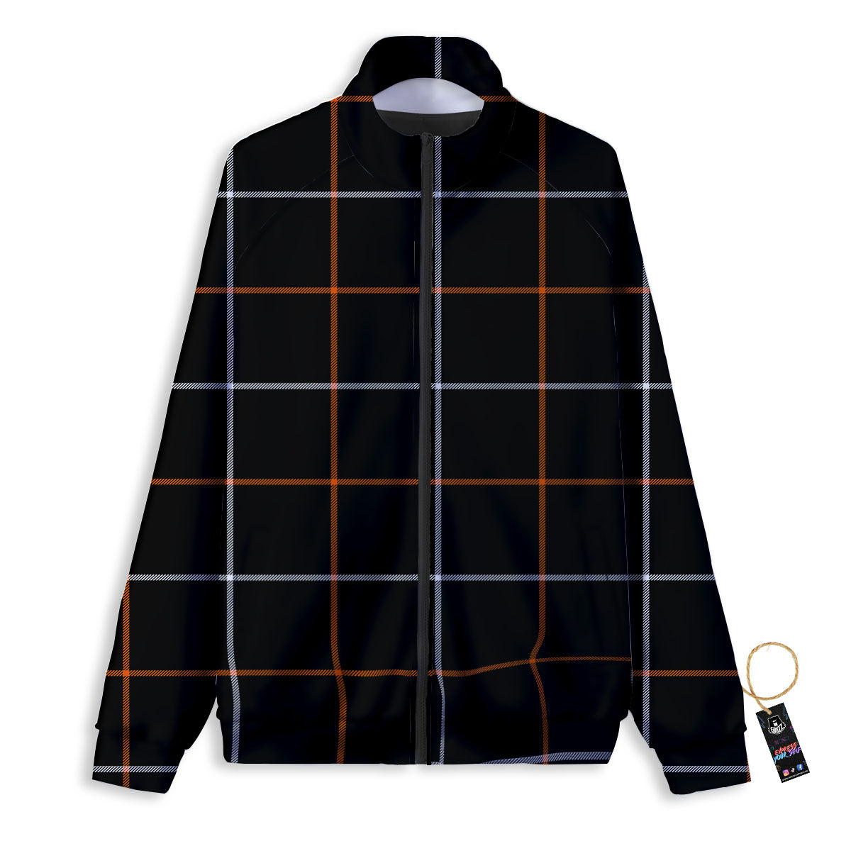 Tattersall Black Halloween Print Pattern Track Jacket-grizzshop