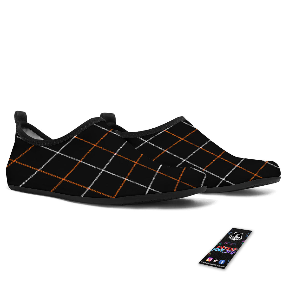 Tattersall Black Halloween Print Pattern Water Shoes-grizzshop