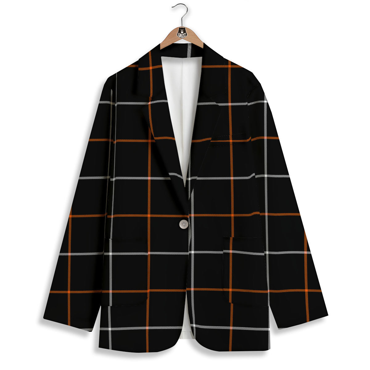 Tattersall Black Halloween Print Pattern Women's Blazer-grizzshop