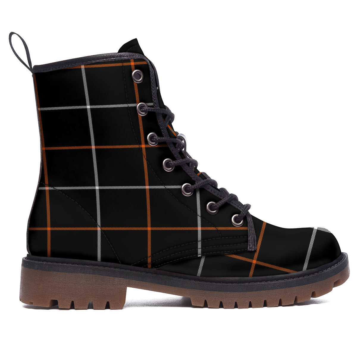 Tattersall Black Halloween Print Pattern Work Boots-grizzshop
