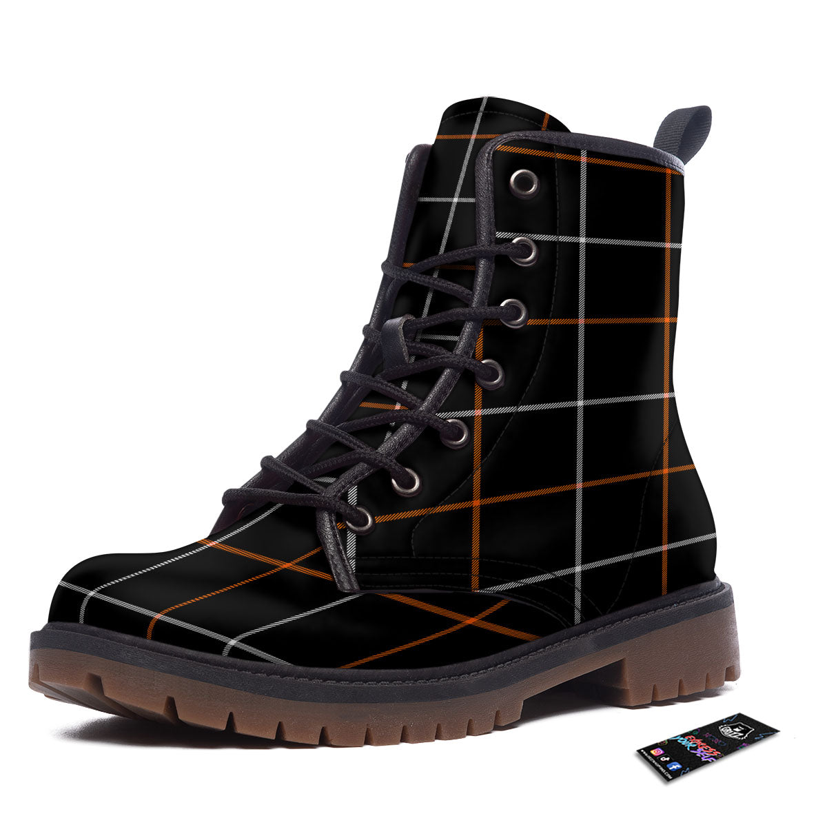 Tattersall Black Halloween Print Pattern Work Boots-grizzshop