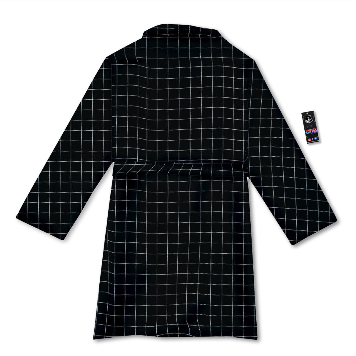 Tattersall Black Print Pattern Bathrobe-grizzshop