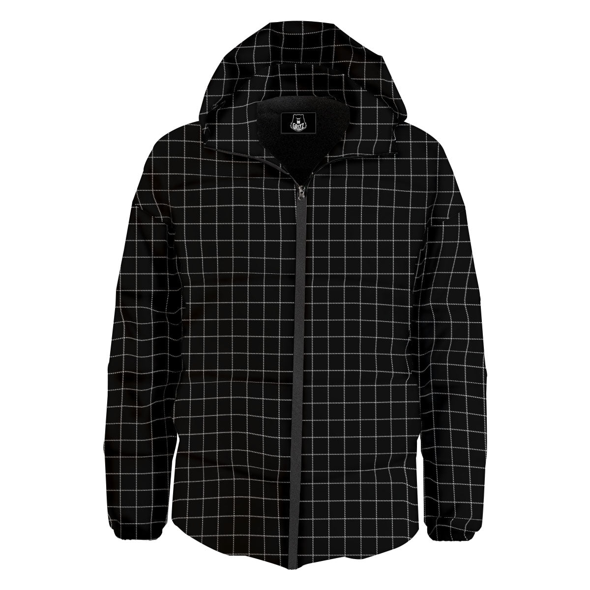 Tattersall Black Print Pattern Down Jacket-grizzshop