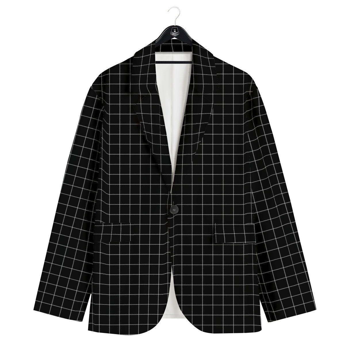 Tattersall Black Print Pattern Men's Sport Coat-grizzshop